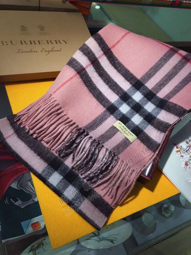 Burberry圍巾 雙面金線山羊絨圍巾 巴寶莉經典羊絨格子長圍巾  llwj6517